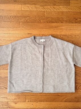 Anthropologie Light Gray Cropped Button-Front Cardigan